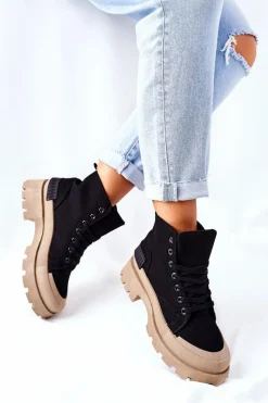 Discount Boto Damskie Botki Trapery Czarne Any One