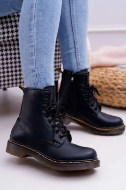 Best Boto Damskie Botki Trapery Glany Czarne Gangsta