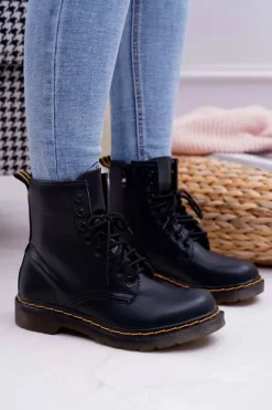 Best Boto Damskie Botki Trapery Glany Czarne Gangsta