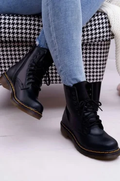 Best Boto Damskie Botki Trapery Glany Czarne Gangsta