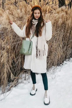 Damskie Trapery|Botki Sznurowane>GOE Damskie Botki Trapery Glany Skórzane Białe GG2N3057A