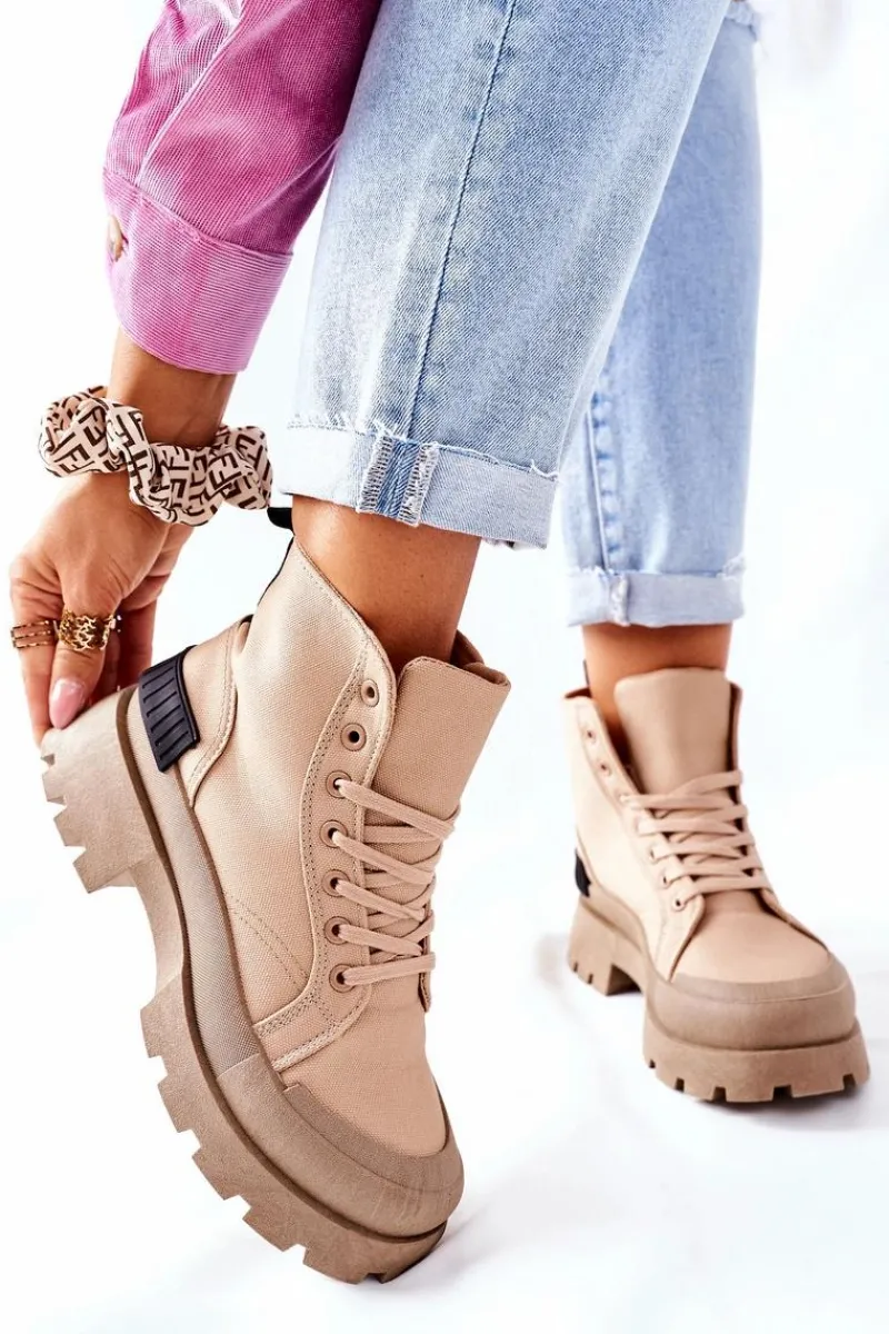 Outlet Boto Damskie Botki Trapery Khaki Any One