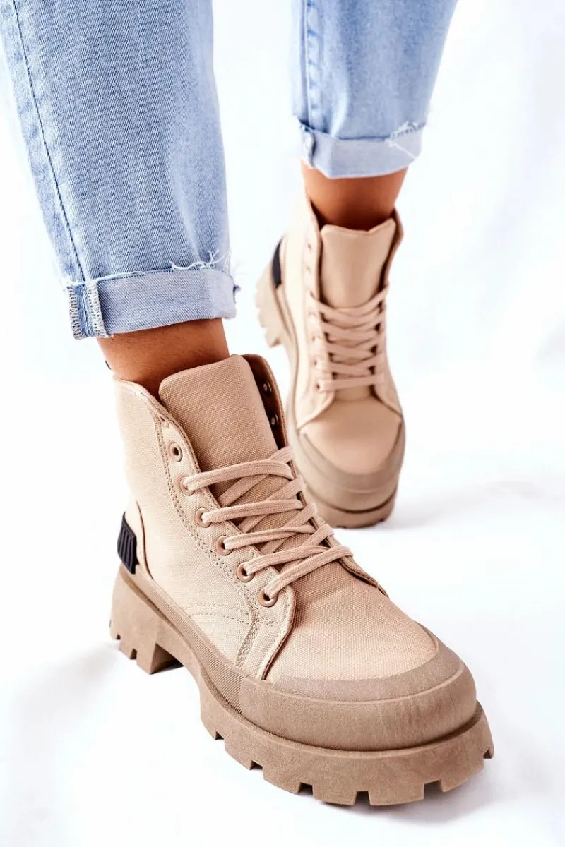 Outlet Boto Damskie Botki Trapery Khaki Any One
