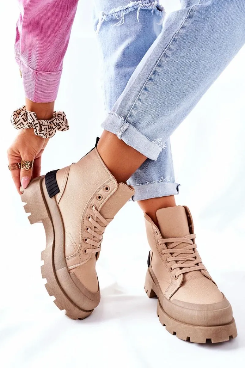 Outlet Boto Damskie Botki Trapery Khaki Any One