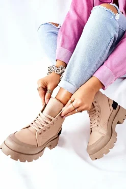 Outlet Boto Damskie Botki Trapery Khaki Any One