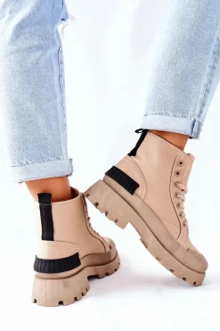 Outlet Boto Damskie Botki Trapery Khaki Any One