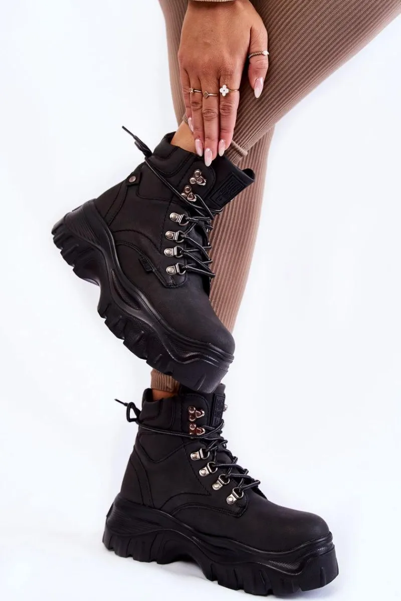 Discount Big Star Shoes Damskie Botki Trapery Memory Foam Big Star KK274368 Czarne