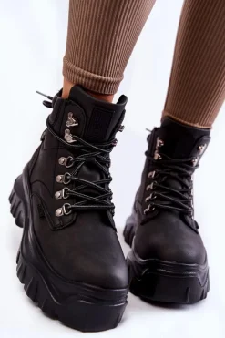 Discount Big Star Shoes Damskie Botki Trapery Memory Foam Big Star KK274368 Czarne