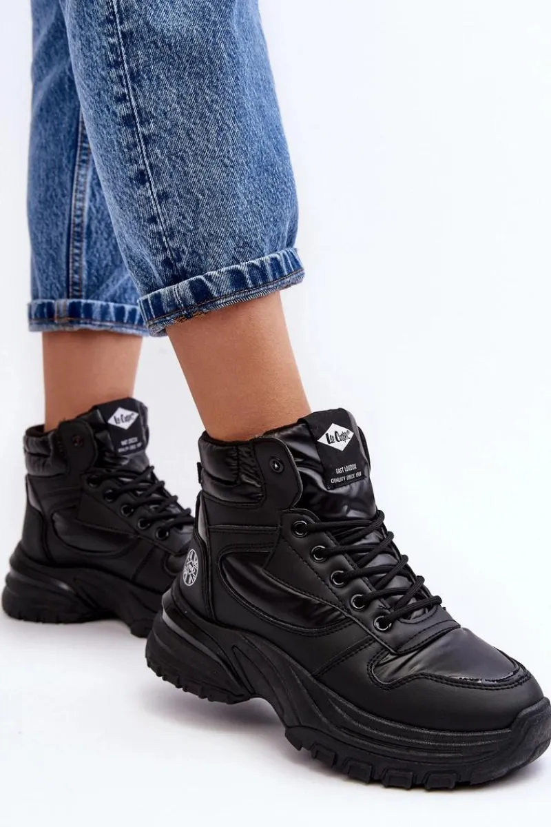 Hot Lee Cooper Damskie Botki Trapery Na Grubej Podeszwie LCJ-23-44-1973L Czarne