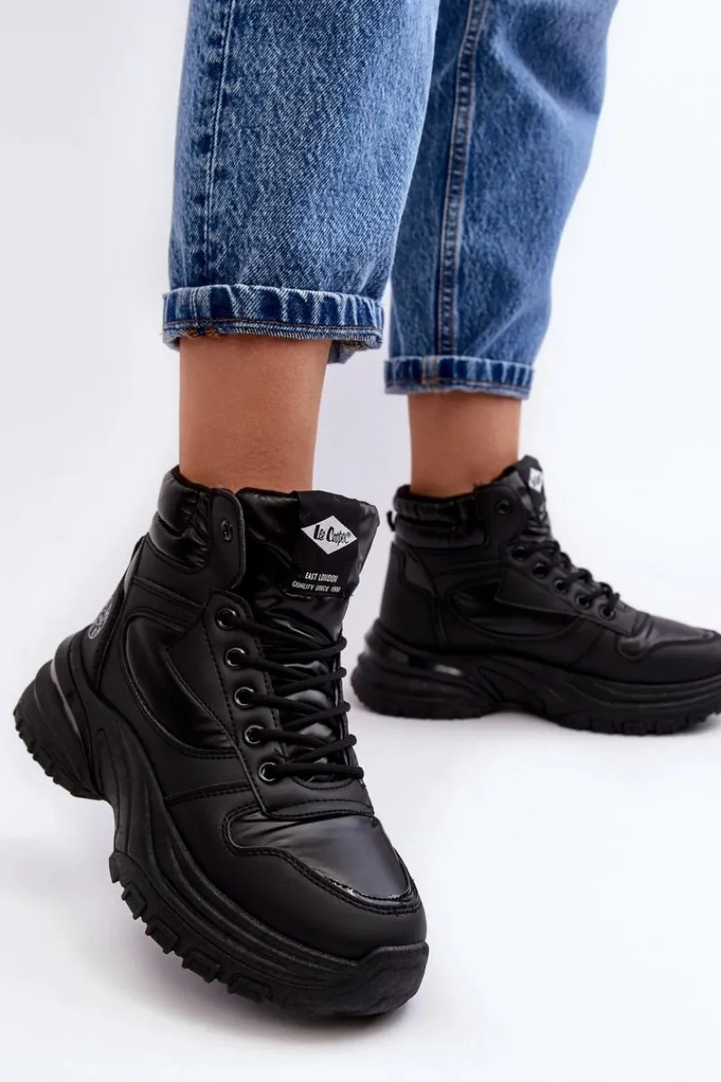 Hot Lee Cooper Damskie Botki Trapery Na Grubej Podeszwie LCJ-23-44-1973L Czarne