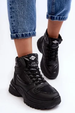 Hot Lee Cooper Damskie Botki Trapery Na Grubej Podeszwie LCJ-23-44-1973L Czarne