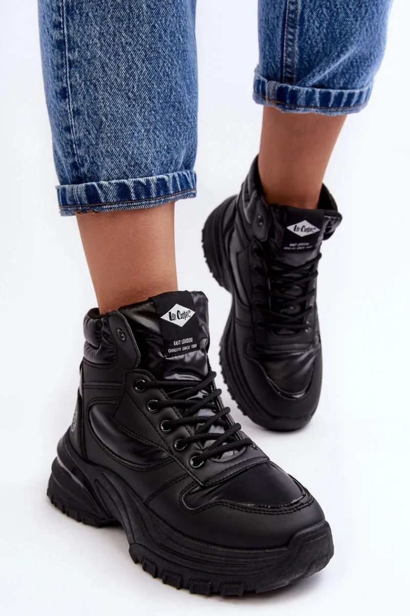 Hot Lee Cooper Damskie Botki Trapery Na Grubej Podeszwie LCJ-23-44-1973L Czarne