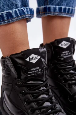 Hot Lee Cooper Damskie Botki Trapery Na Grubej Podeszwie LCJ-23-44-1973L Czarne