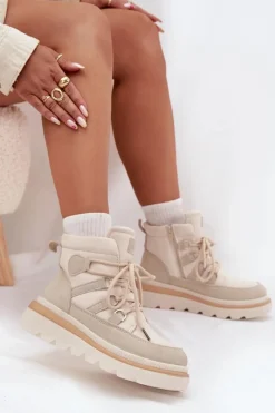 Clearance Damskie Botki Trapery Na Platformie Jasnobeżowe Liorae Damskie Botki Ocieplane|Damskie Trapery