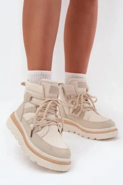 Clearance Damskie Botki Trapery Na Platformie Jasnobeżowe Liorae Damskie Botki Ocieplane|Damskie Trapery