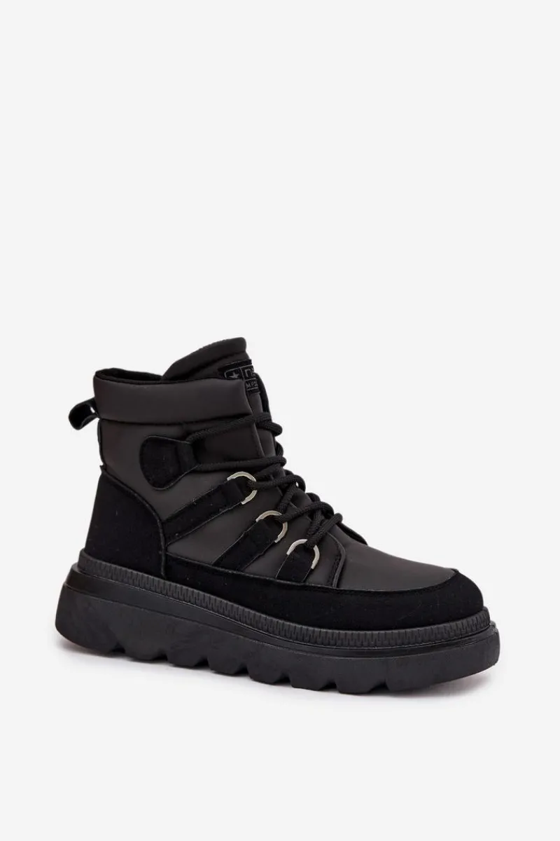 New Boto Damskie Botki Trapery Na Platformie Czarne Liorae Czarny