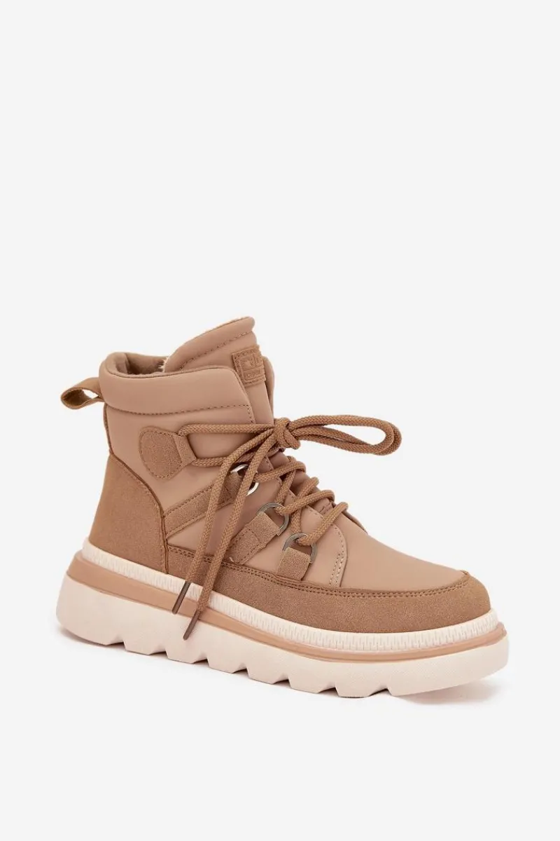 Hot Boto Damskie Botki Trapery Na Platformie Camel Liorae Brązowy