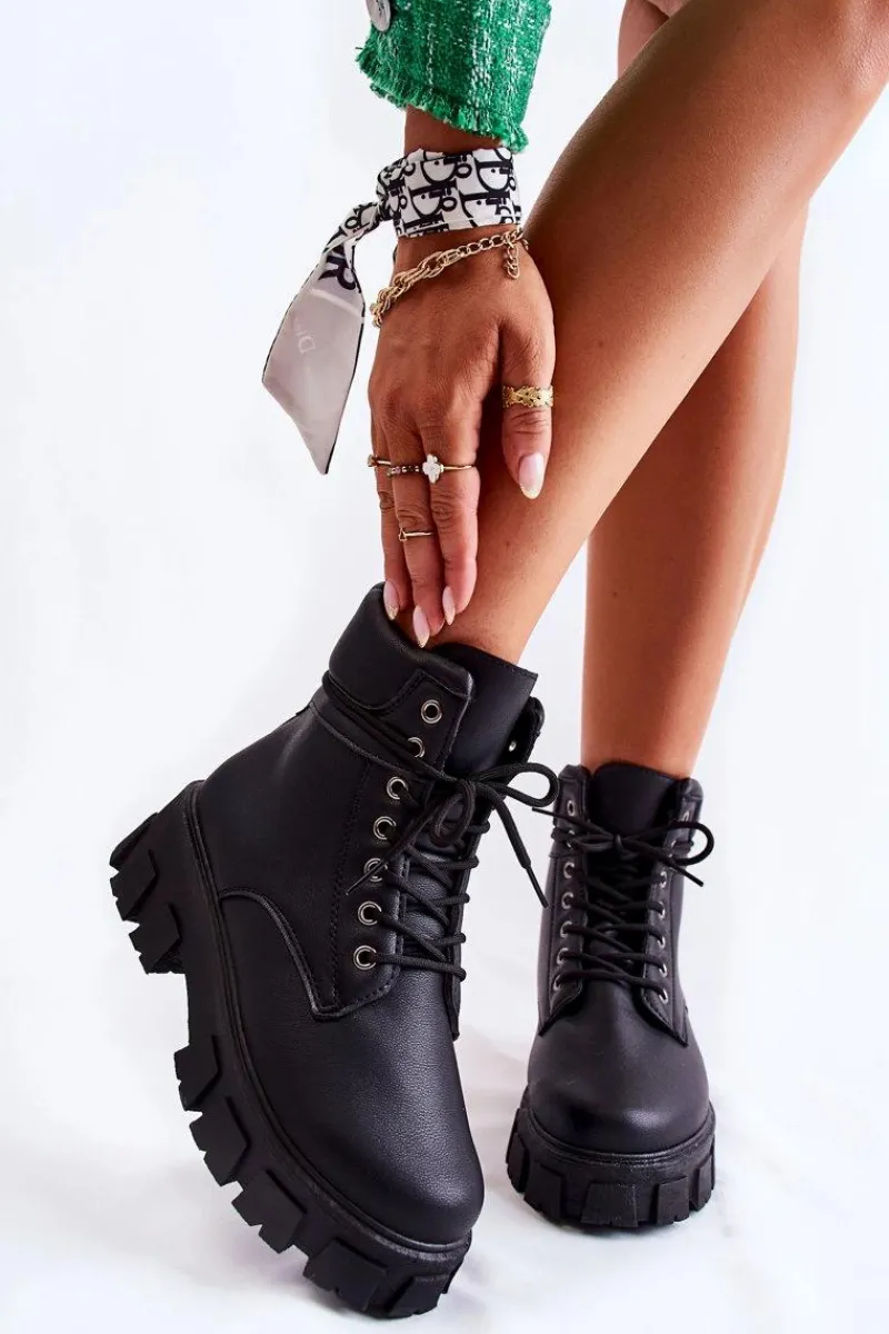 New Damskie Botki Trapery Ocieplane Czarne Flavin Damskie Botki Ocieplane|Damskie Trapery