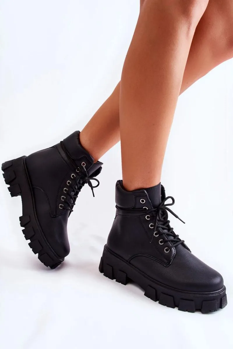 New Damskie Botki Trapery Ocieplane Czarne Flavin Damskie Botki Ocieplane|Damskie Trapery