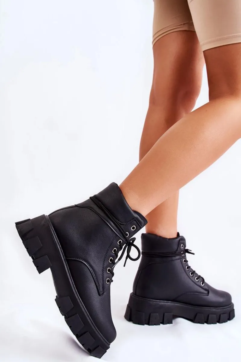 New Damskie Botki Trapery Ocieplane Czarne Flavin Damskie Botki Ocieplane|Damskie Trapery