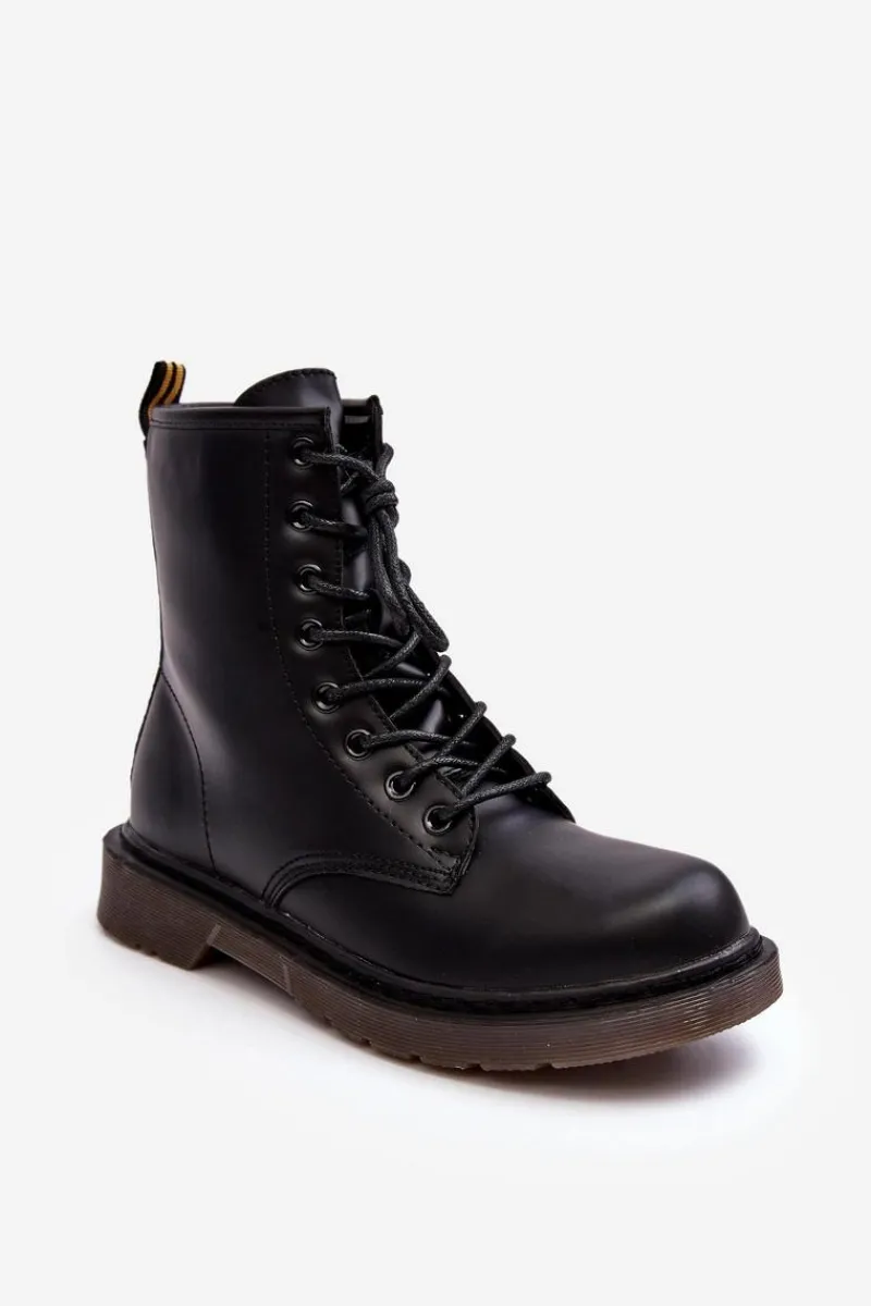 Damskie Trapery|Botki Sznurowane>Boto Damskie Botki Trapery Z Suwakiem Czarne Mibrasa