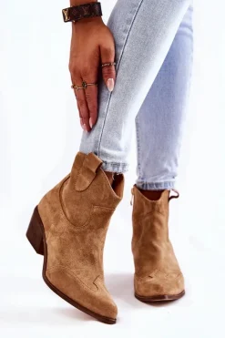 Botki Wiosenne|Czarne Botki>Boto Damskie Botki W Szpic Lewski Shoes 3236 Beżowe