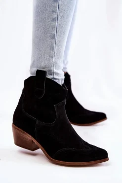 Sale Boto Damskie Botki W Szpic Lewski Shoes 3236 Czarne