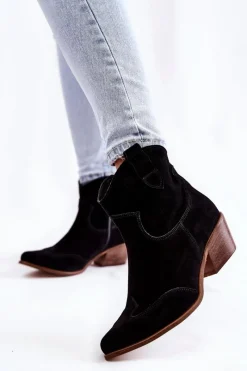 Sale Boto Damskie Botki W Szpic Lewski Shoes 3236 Czarne