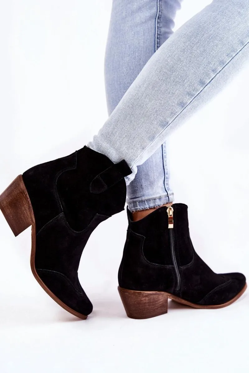 Sale Boto Damskie Botki W Szpic Lewski Shoes 3236 Czarne