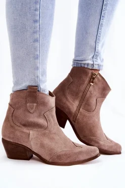 Outlet Damskie Botki W Szpic Lewski Shoes 3236 Cappucino Damskie Botki Wiosenne|Brązowe I Beżowe Botki