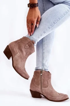 Outlet Damskie Botki W Szpic Lewski Shoes 3236 Cappucino Damskie Botki Wiosenne|Brązowe I Beżowe Botki