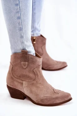Outlet Damskie Botki W Szpic Lewski Shoes 3236 Cappucino Damskie Botki Wiosenne|Brązowe I Beżowe Botki