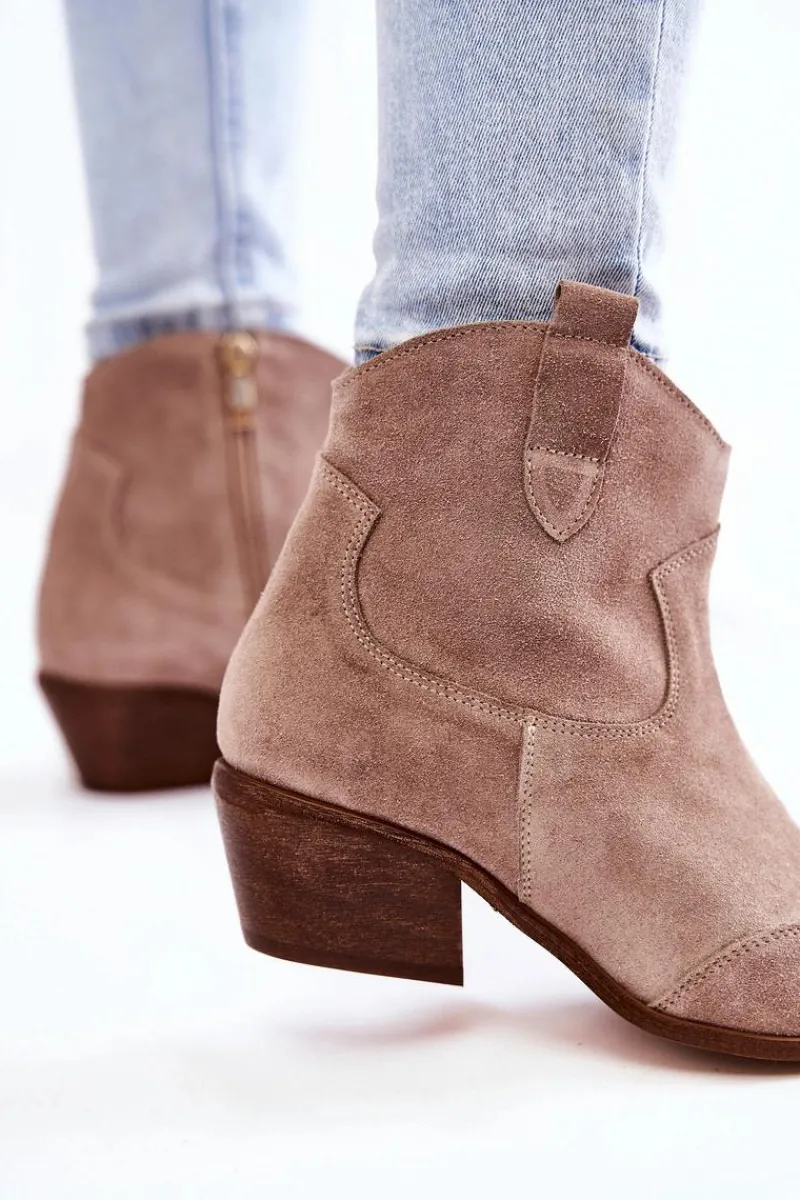 Outlet Damskie Botki W Szpic Lewski Shoes 3236 Cappucino Damskie Botki Wiosenne|Brązowe I Beżowe Botki