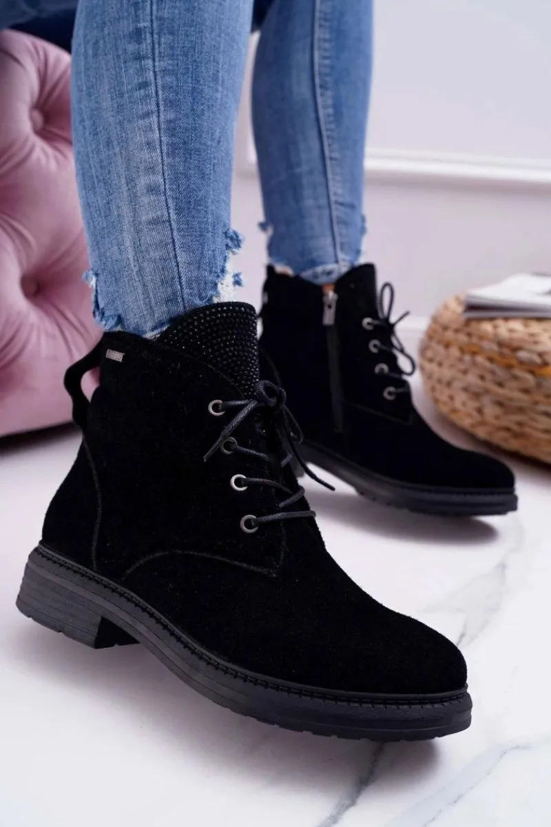 Botki Sznurowane|Botki Zimowe Damskie>Big Star Shoes Damskie Botki Workery Big Star Skórzane Czarne EE274508