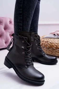 Best Big Star Shoes Damskie Botki Workery Big Star Skórzane Szare EE274507