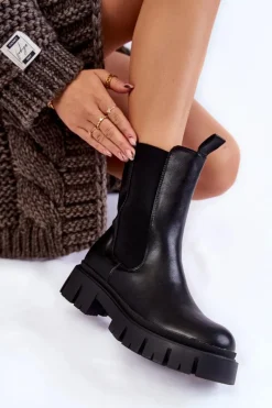 Discount Damskie Botki Workery Na Platformie Czarne Aliana Damskie Czarne Botki|Botki Zimowe Damskie