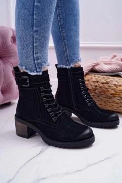 Botki Sznurowane|Botki Na Słupku></noscript>Buty Sergio Leone Damskie Botki Workery Sergio Leone Czarne BT705