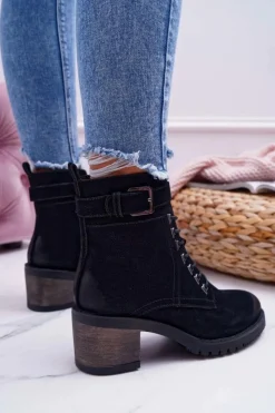 Botki Sznurowane|Botki Na Słupku></noscript>Buty Sergio Leone Damskie Botki Workery Sergio Leone Czarne BT705