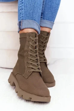 Damskie Trapery|Botki Sznurowane></noscript>Boto Damskie Botki Workery Zielone Haley