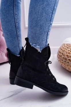 Sale Damskie buty S.Barski Damskie Botki Wysokie Czarne Zamszowe Barski 75-13