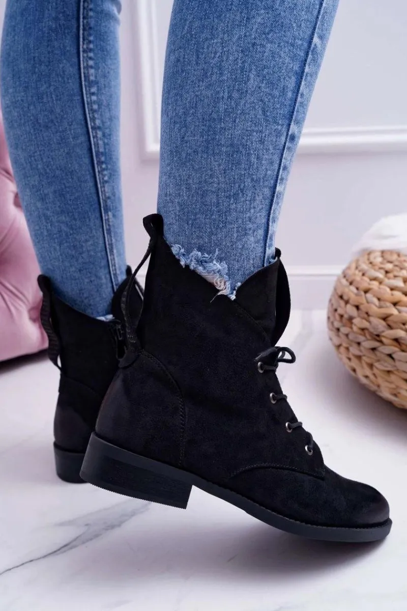 Sale Damskie buty S.Barski Damskie Botki Wysokie Czarne Zamszowe Barski 75-13