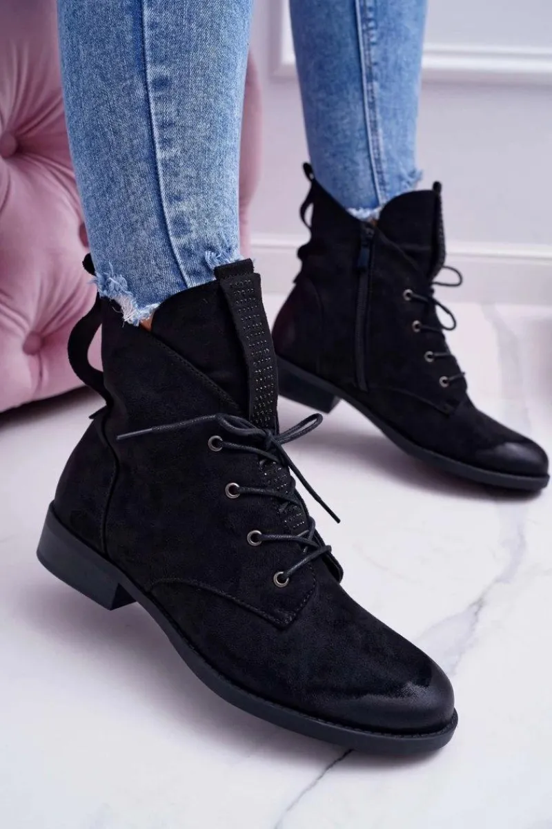 Sale Damskie buty S.Barski Damskie Botki Wysokie Czarne Zamszowe Barski 75-13