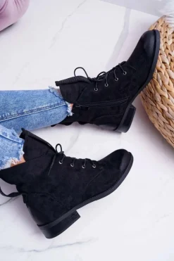 Sale Damskie buty S.Barski Damskie Botki Wysokie Czarne Zamszowe Barski 75-13