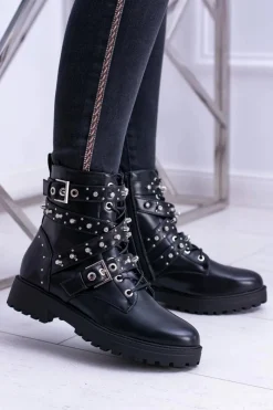 New Damskie Botki Wysokie Czarne Trapery Albere Damskie Botki Sznurowane|Botki Zimowe Damskie