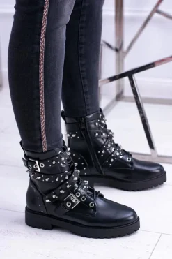 New Damskie Botki Wysokie Czarne Trapery Albere Damskie Botki Sznurowane|Botki Zimowe Damskie