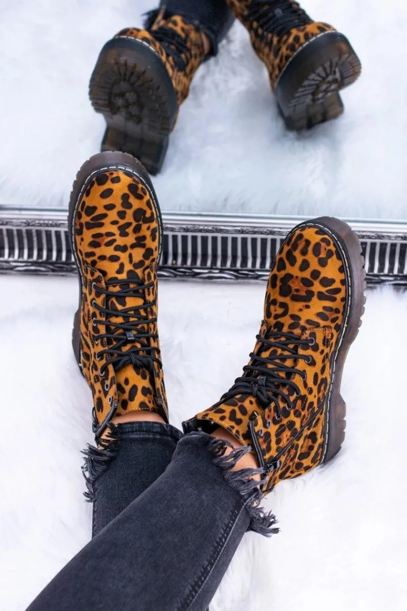 Botki Sznurowane|Botki Zimowe Damskie>Boto Damskie Botki Wysokie Trapery W Panterkę Grande