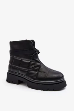 New Damskie Botki Z Pikowaniem I Wiązaniem Czarne Bizzanti Damskie Brązowe I Beżowe Botki|Botki Płaskie