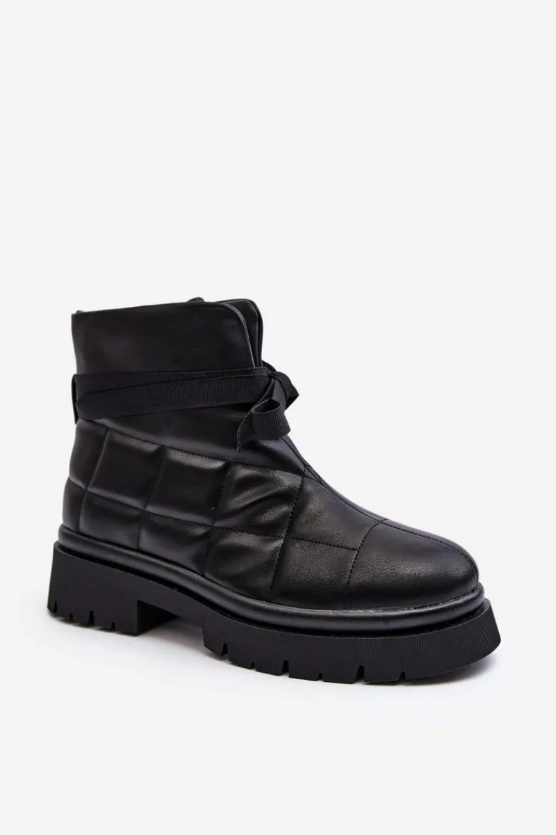 New Damskie Botki Z Pikowaniem I Wiązaniem Czarne Bizzanti Damskie Brązowe I Beżowe Botki|Botki Płaskie