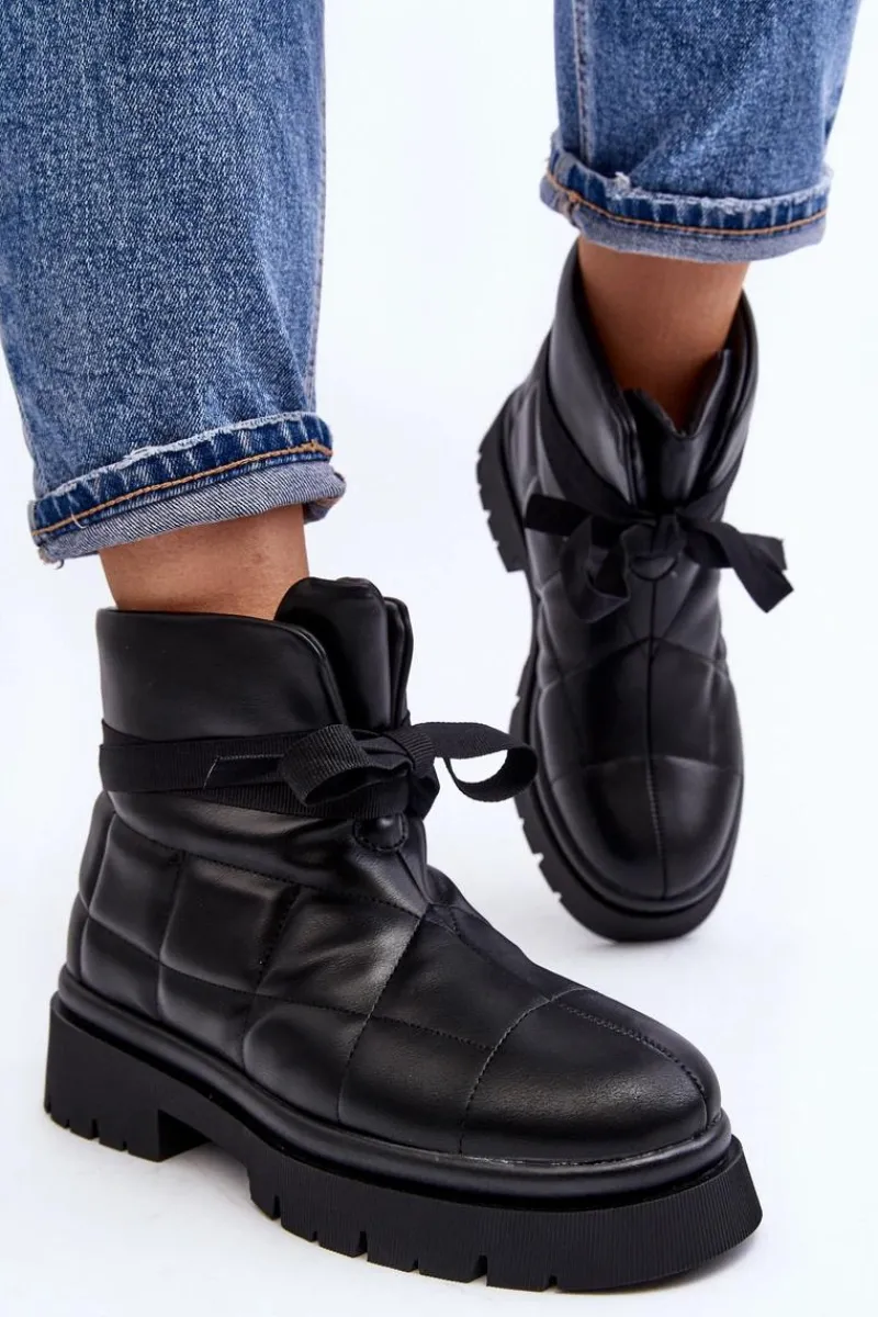 New Damskie Botki Z Pikowaniem I Wiązaniem Czarne Bizzanti Damskie Brązowe I Beżowe Botki|Botki Płaskie