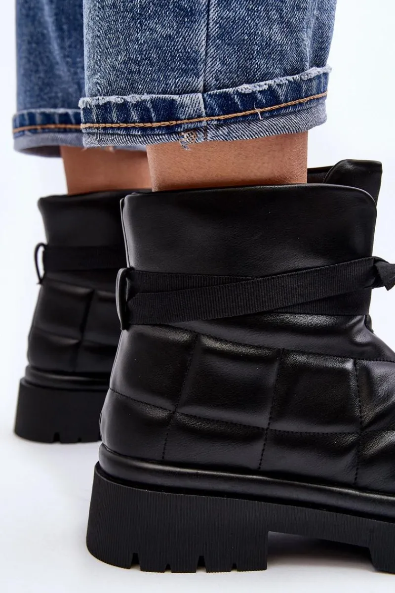 New Damskie Botki Z Pikowaniem I Wiązaniem Czarne Bizzanti Damskie Brązowe I Beżowe Botki|Botki Płaskie